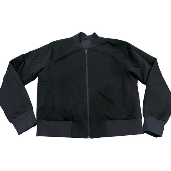 lululemon athletica Jackets & Blazers - Lululemon Athletica Black Bomber Jacket Reversible Size 10